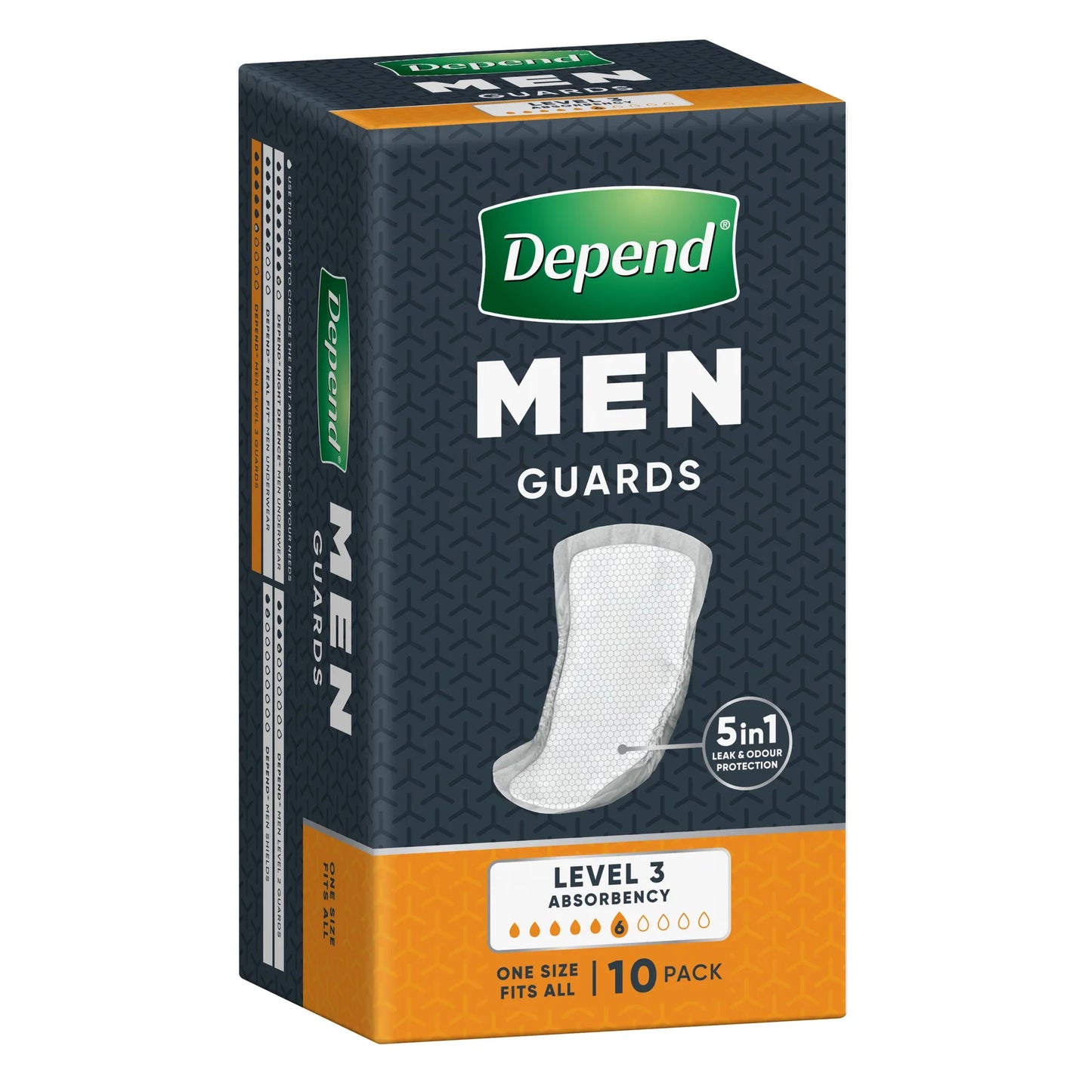Depend Men Guards Level 3 absorbency 10 pack for moderate bladder protection